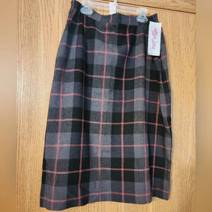 Tan Jay Gray/Pink Pencil  Skirt Zip & Button Back Closure  xSz 14